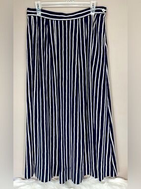 PORTS International Navy & White Striped Maxi Skirt
